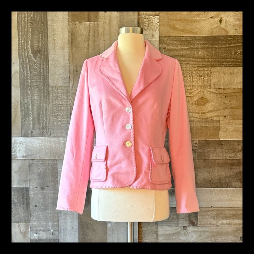 Escada pink cashmere blazer jacket medium Barbiecore Business Casual feminine